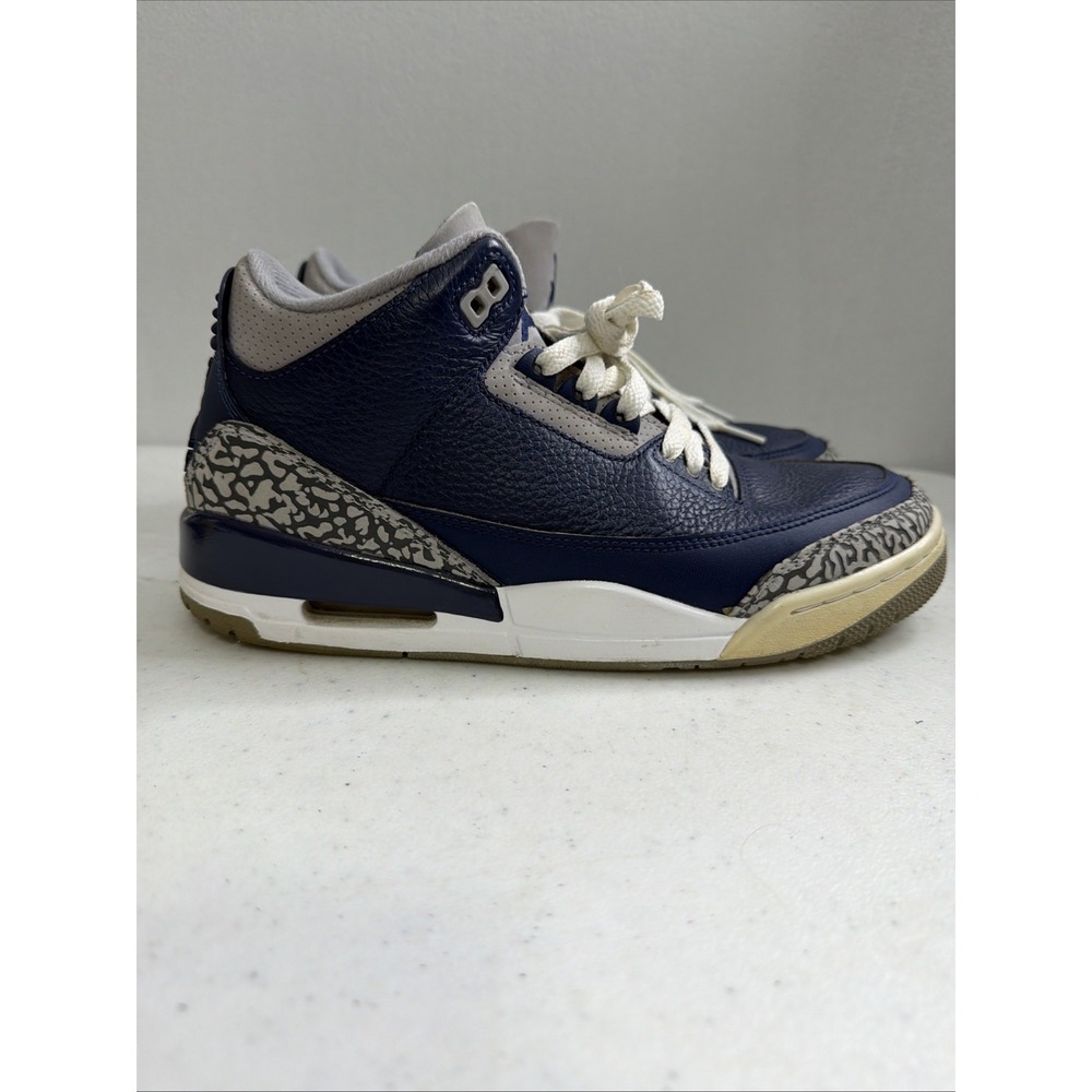 Nike Air Jordan 3 Retro Georgetown Men's Size 8 Blue White Elephant Print